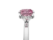 Hidden Halo Engagement Ring Setting for Fancy Pink Cushion Cut Center with Plain Band and Tall Prong Head in Platinum