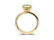 Solitaire Engagement Ring Setting for Fancy Yellow Asscher Cut Center with Scrollwork Band and Prong Head in Yellow Gold