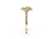 Halo Engagement Ring Setting for Fancy Yellow Heart-Shaped Center with Raised Halo, Pave Band and Prong Head in Yellow Gold