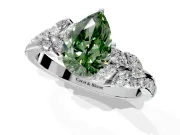 Solitaire Engagement Ring Setting for Fancy Green Pear-Shaped Center with Marquise Accent Twist Band and Prong Head in Sterling Silver