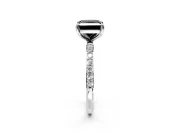 Solitaire Engagement Ring Setting for Fancy Black Princess Cut Center with Pave Accents and Prong Head in Sterling Silver