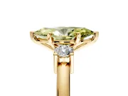3 Stone Engagement Ring Setting for Fancy Yellow Marquise Center with Wide Plain Band and Prong Head in Yellow Gold