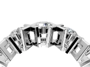 Round Cut Lab-Grown Diamond Channel-Set Wedding Band with X-Prong Detail in White Gold