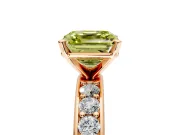Solitaire Engagement Ring Setting for Fancy Yellow Asscher Cut Center with Channel-Set Accents and Prong Head in Rose Gold