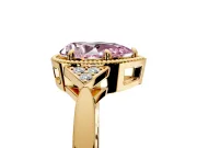 Cluster Engagement Ring Setting for Fancy Pink Pear-Shaped Center with Milgrain Shoulder Clusters and Prong Head in Yellow Gold