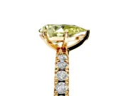 Solitaire Engagement Ring Setting for Fancy Yellow Pear-Shaped Center with Fine Pave Band and Claw Prong Head in Yellow Gold