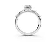 Cluster Engagement Ring Setting for Radiant Cut Center with Round Cut Accent Band and Prong Head in White Gold