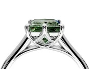 Solitaire Engagement Ring Setting for Fancy Green Princess Cut Center with Cathedral Band and Prong Head in White Gold