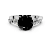 Solitaire Engagement Ring Setting for Fancy Black Round Cut Center with Twisted Pave Split Shank and Prong Head in Platinum