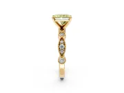 Solitaire Engagement Ring Setting for Fancy Yellow Radiant Cut Center with Milgrain Bezel Accents and Prong Head in Yellow Gold