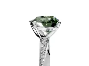Side Accent Engagement Ring Setting for Fancy Green Heart-Shaped Center with Accent Shoulders and Prong Head in Sterling Silver