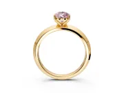 Solitaire Engagement Ring Setting for Fancy Pink Pear-Shaped Center with Wide Knife Ridge Band and Prong Head in Yellow Gold