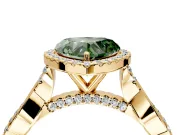 Halo Engagement Ring Setting for Fancy Green Heart-Shaped Center with Twist Band and Prong Head in Yellow Gold