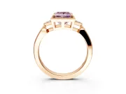 Cluster Engagement Ring Setting for Fancy Pink Princess Cut Center with Milgrain Shoulder Clusters and Prong Head in Rose Gold