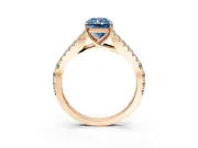 Solitaire Engagement Ring Setting for Fancy Blue Radiant Cut Center with Pave Split Shank and Prong Head in Rose Gold