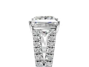 Solitaire Engagement Ring Setting for Princess Cut Center with Pave Split Shank and Prong Head in White Gold
