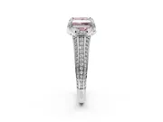 Solitaire Engagement Ring Setting for Fancy Pink Princess Cut Center with Accented Split Shank and Prong Head in Sterling Silver