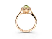 Starburst Halo Engagement Ring Setting for Fancy Yellow Marquise Center with Thin Round-Wire Band and Prong Head in Rose Gold