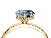 Hidden Halo Engagement Ring Setting for Fancy Blue Heart-Shaped Center with Plain Band and Tall Prong Head in Yellow Gold