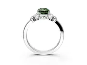 Solitaire Engagement Ring Setting for Fancy Green Radiant Cut Center with Marquise Flower Shoulders and Prong Head in Sterling Silver