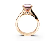 Solitaire Engagement Ring Setting for Fancy Pink Asscher Cut Center with Channel Band and Double Claw Prong Head in Rose Gold