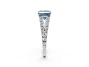 Solitaire Engagement Ring Setting for Fancy Blue Princess Cut Center with Pave Split Shank and Prong Head in Sterling Silver