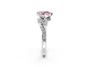 Solitaire Engagement Ring Setting for Fancy Pink Pear-Shaped Center with Marquise Accent Twist Band and Prong Head in Sterling Silver