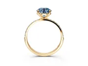 Solitaire Engagement Ring Setting for Fancy Blue Round Cut Center with Pave Accents and Prong Head in Yellow Gold