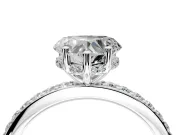 Solitaire Engagement Ring Setting for Heart-Shaped Center with Fine Pave Band and Prong Head in Sterling Silver