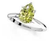 Solitaire Engagement Ring Setting for Fancy Yellow Pear-Shaped Center with Knife Ridge Band and Claw Prong Head in White Gold