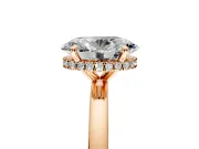 Hidden Halo Engagement Ring Setting for Oval Center with Plain Band and Tall Prong Head in Rose Gold
