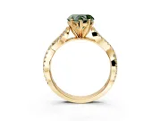 Solitaire Engagement Ring Setting for Fancy Green Heart-Shaped Center with Twisted Pave Split Shank and Prong Head in Yellow Gold