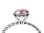 Solitaire Engagement Ring Setting for Fancy Pink Oval Center with Plain Twisted Rope Band and Prong Head in Sterling Silver