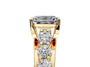 Solitaire Engagement Ring Setting for Emerald Cut Center with Graduated Shared Prongs and Prong Head in Yellow Gold