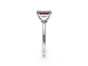 Minimalist Solitaire Engagement Ring Setting for Fancy Pink Emerald Cut Center with Thin Band and Prong Head in White Gold
