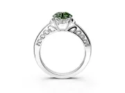 Floral Engagement Ring Setting for Fancy Green Round Cut Center with Four Accent Clusters and Prong Head in Platinum