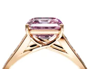 Solitaire Engagement Ring Setting for Fancy Pink Asscher Cut Center with Round Cut Channel Band and Prong Head in Rose Gold