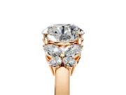 Solitaire Engagement Ring Setting for Round Cut Center with Marquise Flower Shoulders and Prong Head in Rose Gold