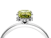 Hidden Halo Engagement Ring Setting for Fancy Yellow Emerald Cut Center with Plain Band and Tall Prong Head in Sterling Silver
