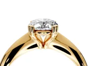 Solitaire Engagement Ring Setting for Oval Center with Reverse Tapered Band and Prong Head in Yellow Gold