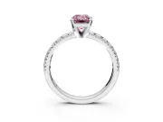Solitaire Engagement Ring Setting for Fancy Pink Emerald Cut Center with Large Accents and Prong Head in Sterling Silver