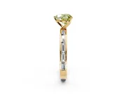 Solitaire Engagement Ring Setting for Fancy Yellow Heart-Shaped Center with Channel Baguette Band and Prong Head in Yellow Gold