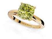 Solitaire Engagement Ring Setting for Fancy Yellow Cushion Cut Center with Basket Rail and Prong Head in Yellow Gold