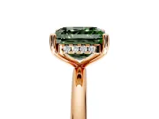 Hidden Halo Engagement Ring Setting for Fancy Green Asscher Cut Center with Thin Round-Wire Band and Prong Head in Rose Gold