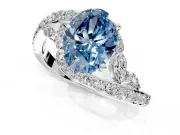 Solitaire Engagement Ring Setting for Fancy Blue Oval Center with Pave Bypass Twist Band and Prong Head in Sterling Silver