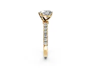 Open Basket Engagement Ring Setting for Heart-Shaped Center with Pave Band and Prong Head in Yellow Gold