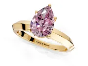 Solitaire Engagement Ring Setting for Fancy Pink Pear-Shaped Center with Wide Knife Ridge Band and Prong Head in Yellow Gold