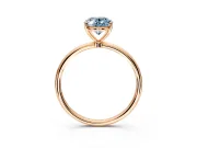 Solitaire Engagement Ring Setting for Fancy Blue Oval Center with Straight Thin Band and Prong Head in Rose Gold