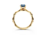 Solitaire Engagement Ring Setting for Fancy Blue Emerald Cut Center with Bamboo Band and Prong Head in Yellow Gold