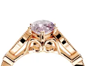 Solitaire Engagement Ring Setting for Fancy Pink Marquise Center with Marquise and Bezel Accents and Prong Head in Rose Gold